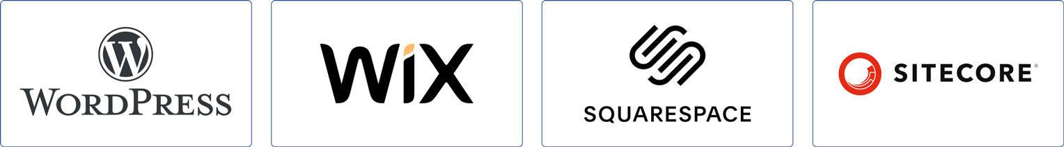 WordPress, Wix, SquareSpace, Sitecore CMS platforms