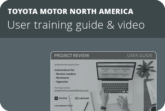 Toyota Motor North America user training guide and video