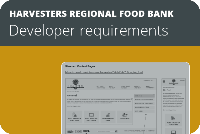 Harvesters Regional Food Bank developer requirements