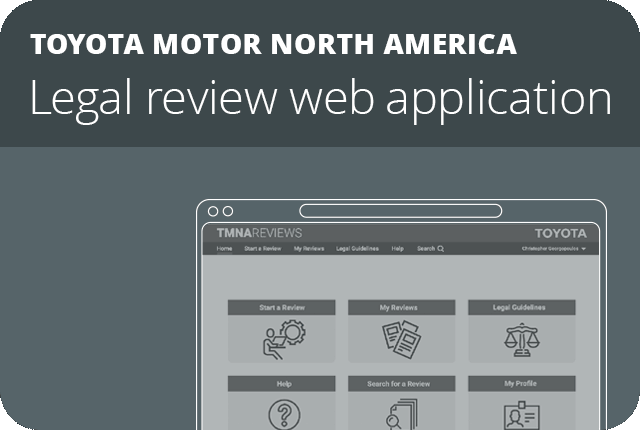 Toyota Motor North America legal review web application